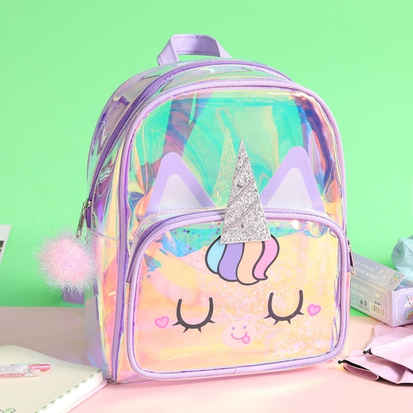 NWT UNBRANDED Transparent Unicorn Children Backpack - Picture 1 of 2
